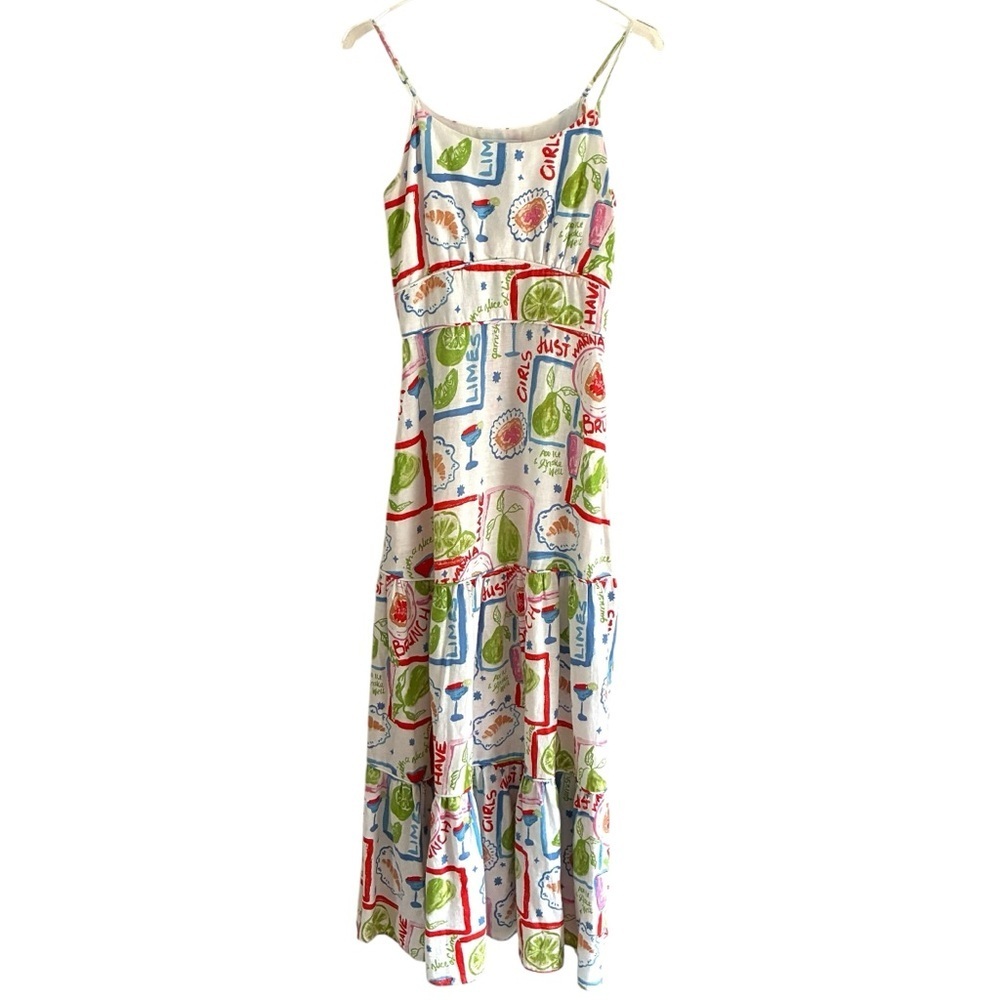 Cynthia Rowley Linen Blend Midi Maxi Dress XS Multi Color